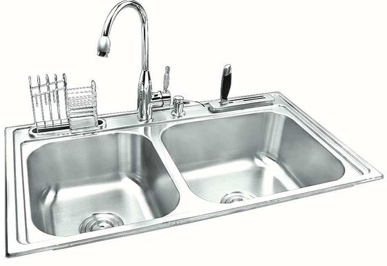 Handmade Kitchen Project Sink / Double Bowl Stainless Top Mount Sink