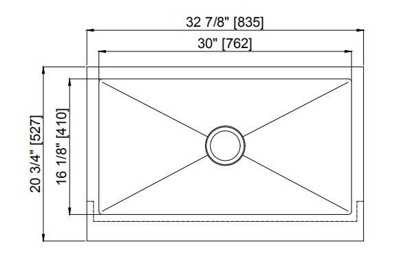 Rechteckiges großes Schutzblech-Edelstahl-Spülbecken mit langer
