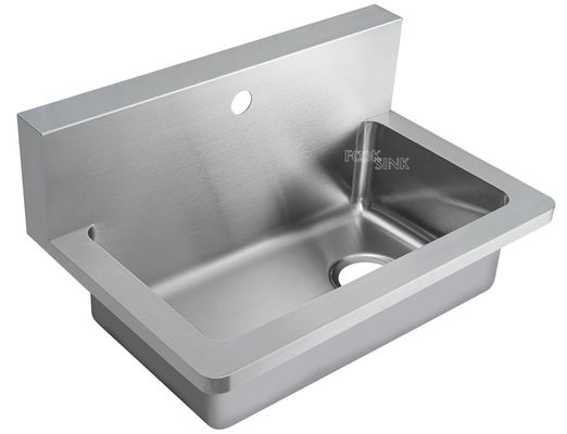 Factory Wall Mounted Hung Single Wash Trough Basin Utility Stainless Steel 304 With Splash Back