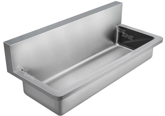 Factory Wall Mounted Hung Single Wash Trough Basin Utility Stainless Steel 304 With Splash Back