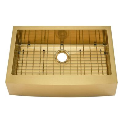 Moderner 33'X21'X10' Bauernhof 304 Edelstahl Waschbecken für die Küche Bauernhaus Vorhang Waschbecken Pvd Goldene Kratzfeste Handgefertigte Küchenspülen