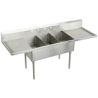 Wholesale Outdoor Brushed Surface 304 Stainless Steel Utility Sink For Restaurant Freestanding Kitchen Sink Double Bowl Workbench Washing Basins