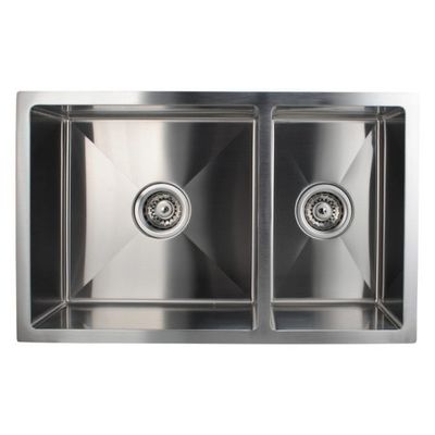 Small Radius Handcraft 304 Kitchen Low Divide Sink With Double Bowl 30/70